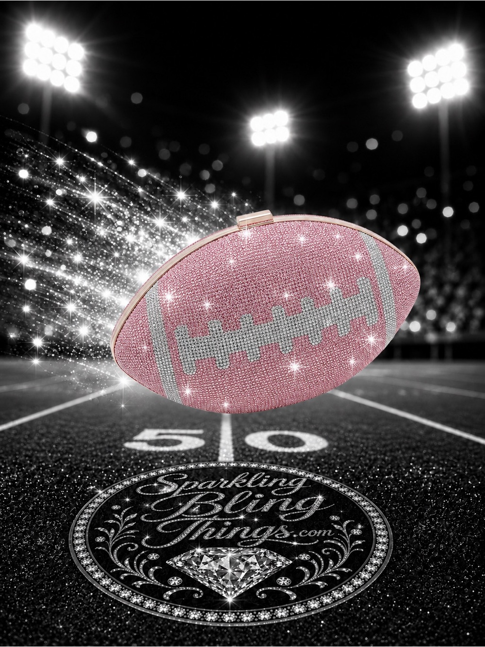 NWT Football Clutch Purse Sparkling Bling Swarovski Crystal Bag Super Bowl +Gift - Picture 7 of 15
